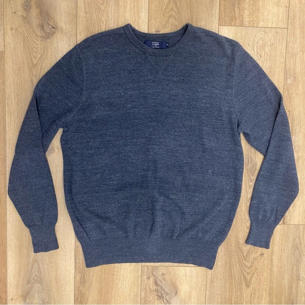 🌟J. CREW🌟 MENS 100% COTTON CREW NECK SWEATER HEATHER BLUE SZ M